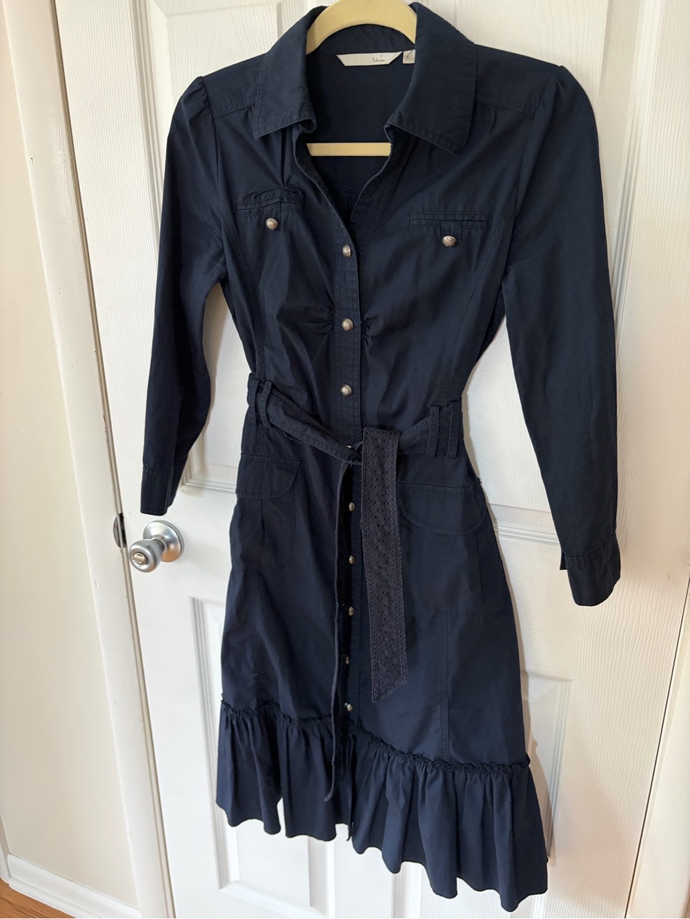 Etam Paris Navy Button-Front Shirt Dress Feminine, Paris Fashion, polished small
